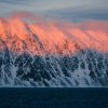 Zonsondergang in Krossfjorden, Spitsbergen