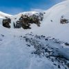 Bevroren waterval bij Blomstrandhalvøya, Spitsbergen